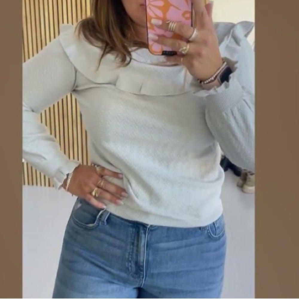 NWOT Piper and scoot ruffle shirt in ice grey